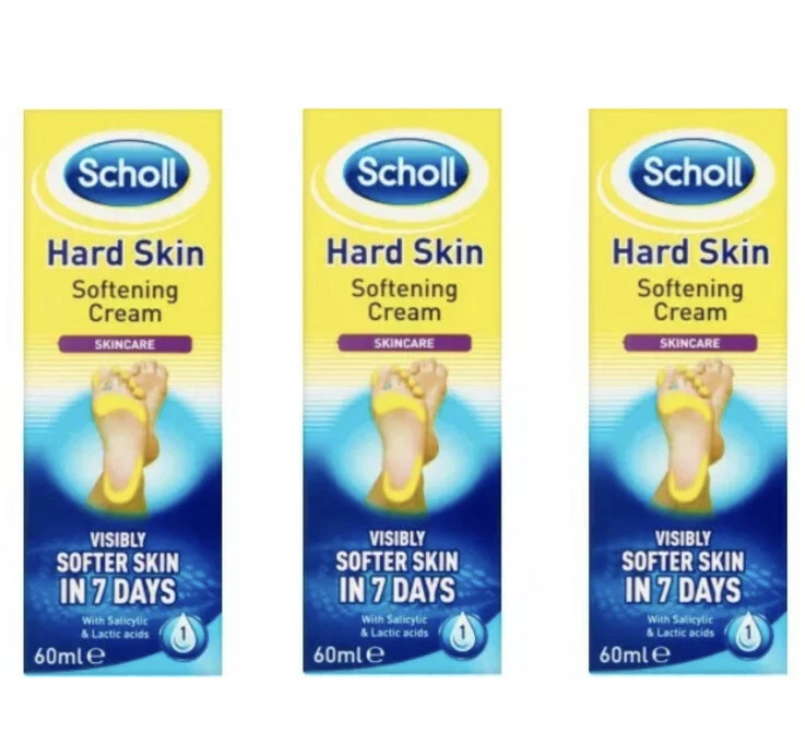 3x Scholl Hard Skin Softening Remover Cream With Salicylic and Lactic Acids 60ml