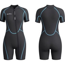 Seaskin 3mm Shorty Wetsuit Womens Large, Diving Suit Front Zip Wetsuit