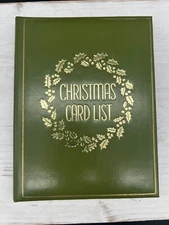 Christmas Card List Book Green and Gold, Clean, no writing 1900's AS IS**