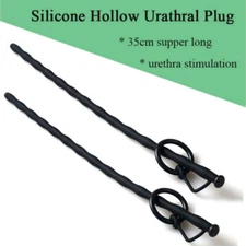 Hollow Silicone Urethral Penis Plug Through-hole Urethra Stretcher Sound Dilator