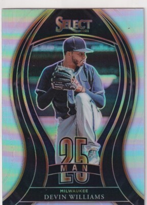 2021 SELECT PRIZMS SILVER DEVIN WILLIAMS MILWAUKEE BREWERS PRIZM 25 MAN JC-2619