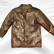 Eddie Bauer - Women's Down Leather Jacket Coat Brown Medium