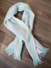 Free People Brushed Racer Stripe Blanket Scarf  Sky Combo Pastel Fringe
