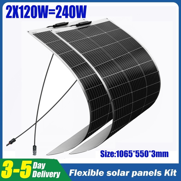 240W Solarpanel Flexibel Solarmodul Monokristallin FüR Wohnmobil Balkonkraftwerk-image