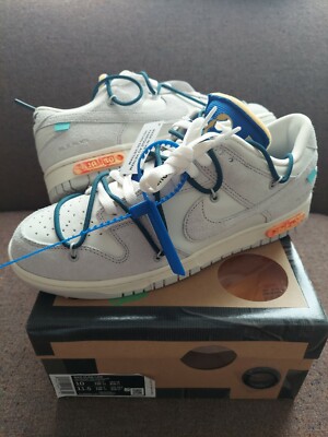 100% Authentic Nike Off-White Dunk Low Lot 16 US10 DS 10 Sail Neutral Grey 16/50