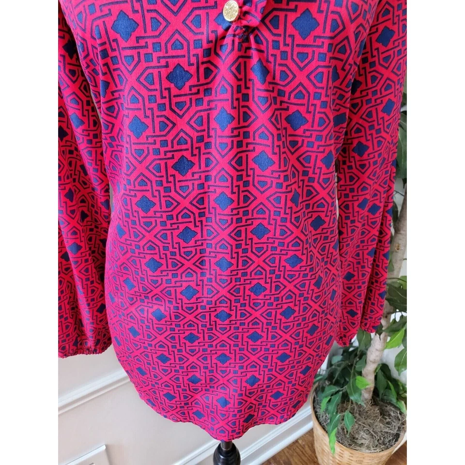 Blusa Pullover Mudpie Para Mujer Azul y Rosa Poliéster Cuello en V Manga Larga Talla S Foto 4 de 4