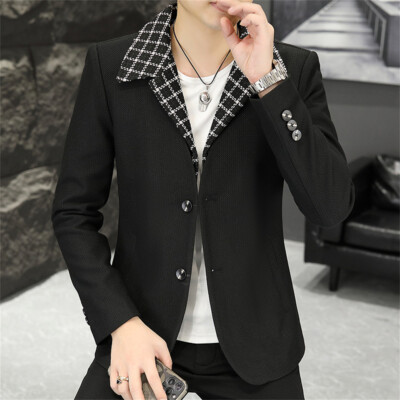 YOUTHUP Geruite blazer voor heren, 2 knopen, casual, zakelijk, slim fit