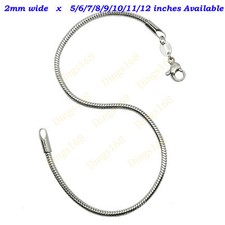 Designer Inspired Real 925 Sterling Silver Snake Chain Bracelet/Anklet 5-12 inch