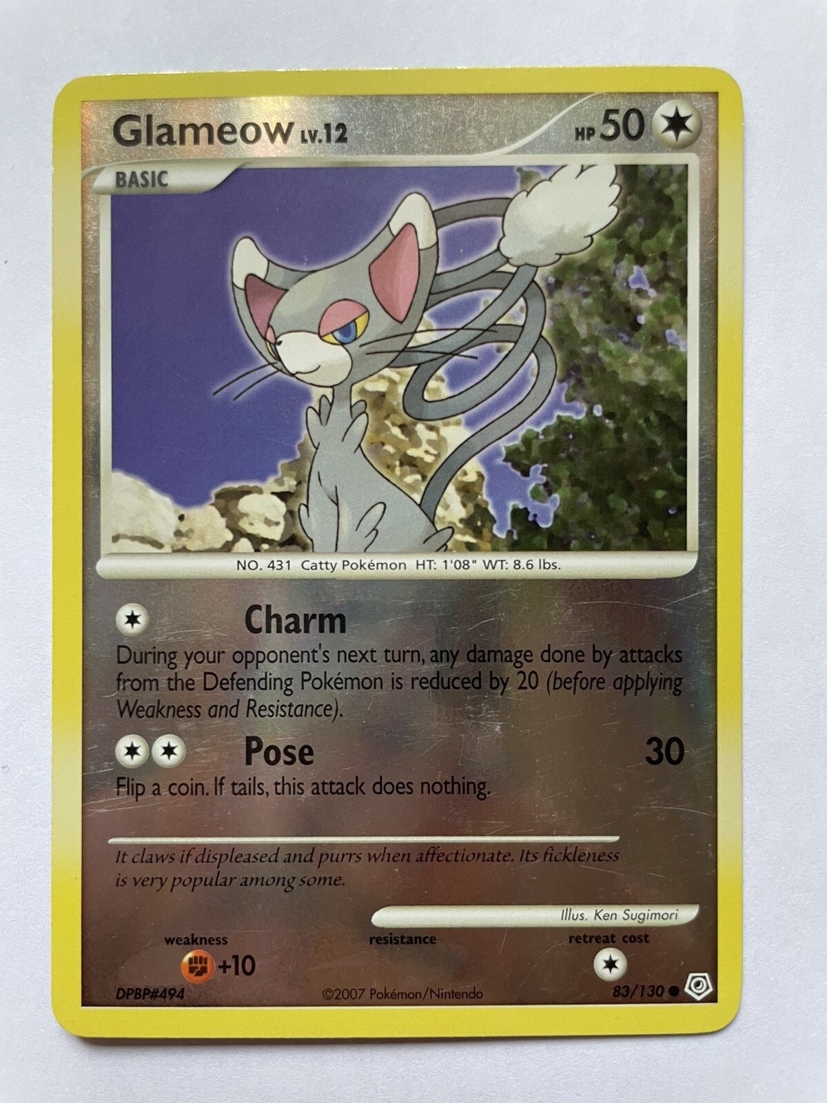 Glameow 83/130 LP-NM Reverse Holo Common Diamond & Pearl 2007 Pokemon TCG