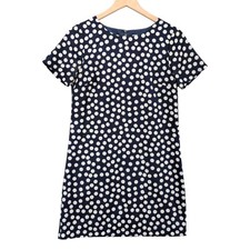 J.CREW Gallery Dress Womens Navy Blue Polka Dot Short Sleeve Knee Length Size 0