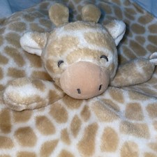 Carter's Giraffe Lovey Security Blanket w/ Pacifier Holder Soft Tan White Plush