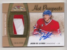 15-16 Fleer Showcase Jacob De La Rose /499 Auto Patch Rookie Canadiens 2015