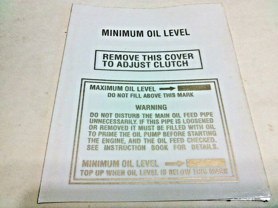 Velocette tanque de aceite embrague inspección cubierta instrucción vinilo calcomanía pegatina conjunto 3 Foto 4 de 4
