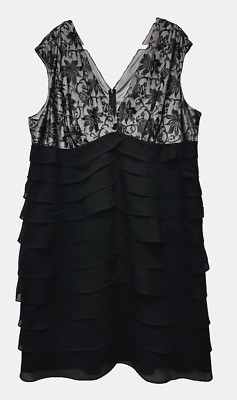 Scarlett Nite Woman Black Sheer Lined Evening Cocktail Dress 24W Sleeveless Lace