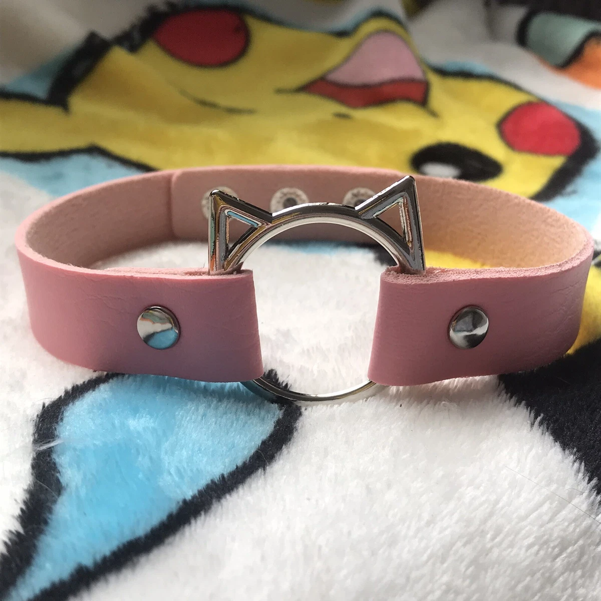 Pastel Pink Cat Choker Necklace Pastel Goth Gothic Fairy Kei