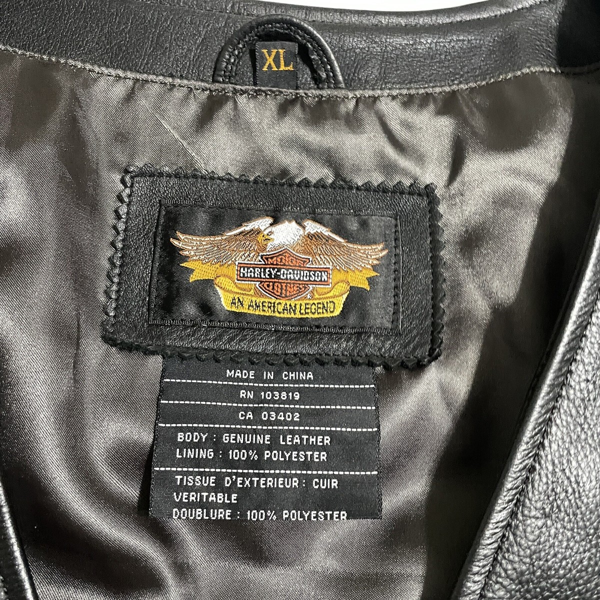 Vtg Harley Davidson Black Leather Vest Orlando HOG Harley Owners