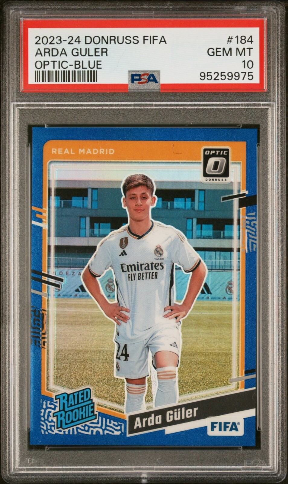 2023-24 Panini Donruss FIFA #184 Arda Guler - Optic Blue /99 RC PSA 10 Rookie