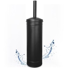 Black Farmhouse Toilet Brush With Holder Set  Charming Compact Galvanized Farmh