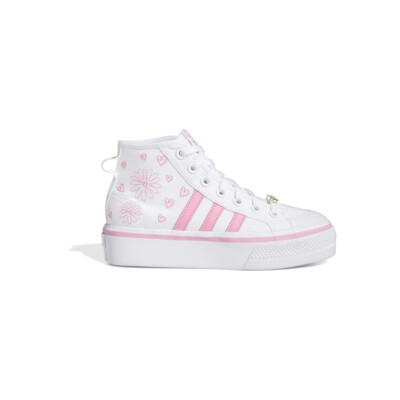 adidas Nizza High Top Platform Lace Up Youth Girls White Sneakers Casual Shoes I