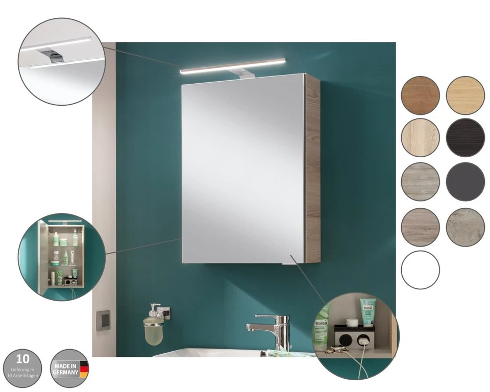 Fackelmann SBC B.CLEVER Gäste-WC Spiegelschrank 40 cm, Braun hell, links - Bild 2 von 4