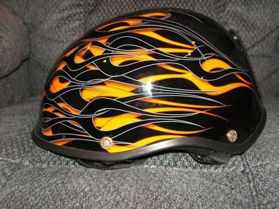 Bell Half Helmet Drifter Black w/Orange Black Flames Motorcycle