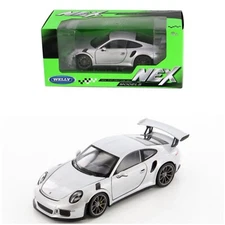 24080WSV) Welly 1:24-27 Scale Porsche 911 GT3 RS SILVER Diecast Car NEW IN BOX
