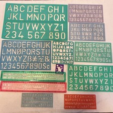Plastic Alphabet and Number Stencil Templates Lot Of 12