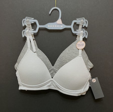 (2) Danskin Ribbed Knit Bras Girls sz 34A - Molded Padded Cups - Wireless - NEW