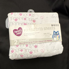Parent's Choice 2er Pack Spannbettlaken Baumwolle Herzen Eule weiß rosa grau