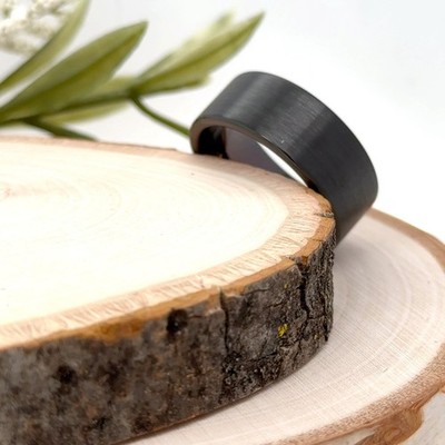 Carbide Promise Band Matte Brushed Finish Elegant Wide Ring 9mm Unisex Tungsten