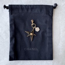 NEW Chanel 2025 Christmas Gold Charms Camellia Star Keychain Black Dustbag