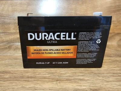  Duracell Ultra DURA6-7.2F 6V 7.2Ah AGM Sealed Lead Acid Battery   NEW 