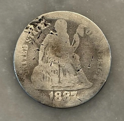 1887-P Seated Liberty Dime - AG - About Good - 90% Silver