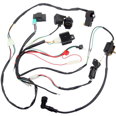 Electric Start Engine Wiring Harness Coil CDI Solenoid Relay for50cc 70cc 110cc