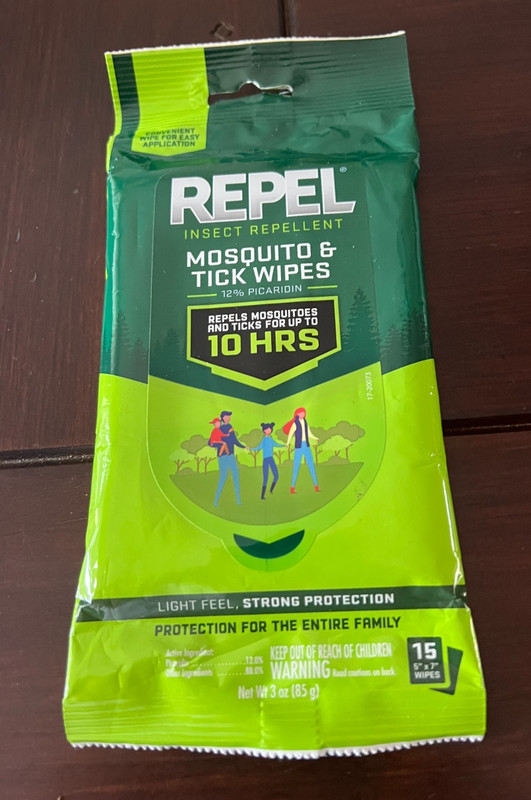 Repel Insect Repellent Mosquito & Tick Wipes - 12% Picaridin, 15 Count, 3 Ounces