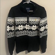Polo Ralph Lauren Boys Size 7 Fair Isle Interlock Pullover 1/4 Zip