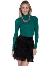 Scully Womens Black Boar Suede Fringe Skirt S