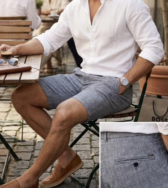 Men Hugo Boss Shorts Grey Cotton L #8G11