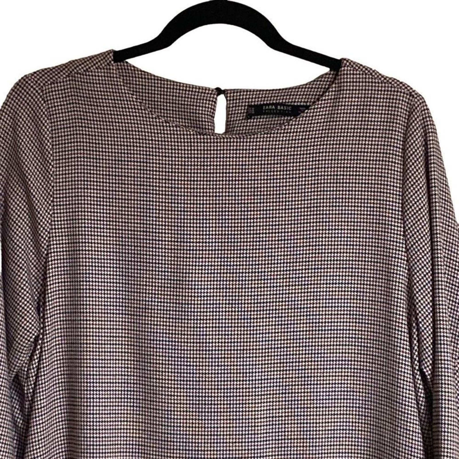 Zara Basic MIni Shift Dress Medium Houndstooth Ru… - image 3
