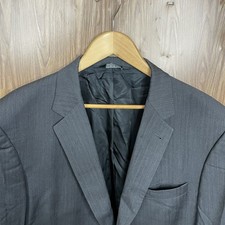 Jos A Bank Sport Coat Mens 46R Gray Herringbone 100 Wool Two Buttons