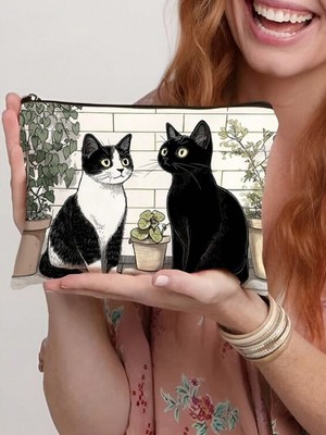   Smoking Katze Kosmetiktasche - Lustige schwarze Katze Kulturbeutel UK  