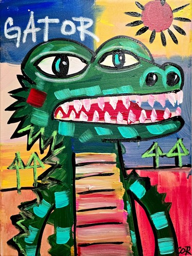 CORBELLIC Swamp Gator 12x16 Original Fine Art Gallery Home Colorful Painting - Picture 2 of 8