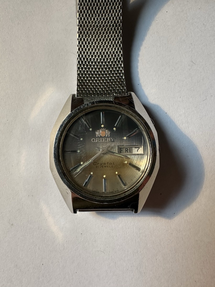 Vintage Orient Automatic Crystal 21 Jewels Day/Date Working