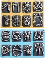 16 PCS Type A B Different Brain Teaser Metal Wire Puzzles IQ Challenge Magic Tri
