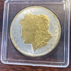 1921 Genuine Morgan Silver Dollar Ruthenium And 24K Gold Enhanced