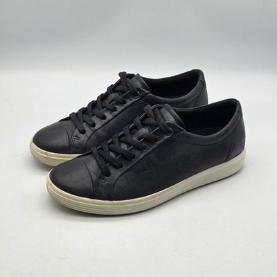 Ecco Women's Soft 7 Leather Lace Up Casual Sneaker-Black Size 7.5 US 38 EU
