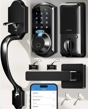 Fingerprint Keypad Smart Door Lock Handle, DDlock, Black, Alexa/Google, BT