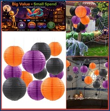 Halloween Paper Lanterns 12 Pack Hanging Decorations Orange Black Purple 6 8 10