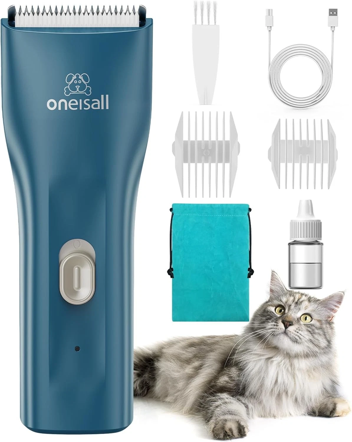oneisall Pet Clipper for Cat Matted Hair Quiet Cordless Green