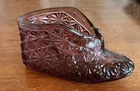 VTG FENTON BLUE PRESSED ART GLASS DAISY BUTTON NURSERY BABY BOOTIE SLIPPER SHOE